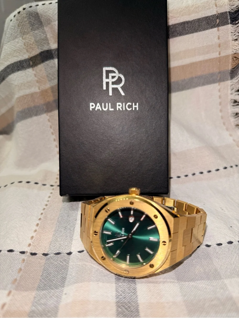 Gold Men's Watch with Green Dial
